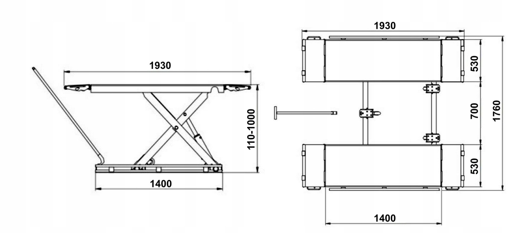 TECHWAR НОЖНИЧНЫЙ ПОДЪЕМНИК L7S 3000KG ОТ РУКИ В-ВА