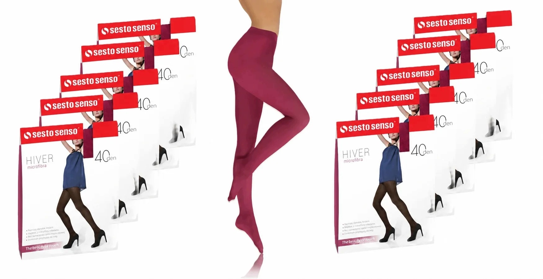 Sesto Senso 10-PAK Punčocháče 40 Den krycí mikrovlákno Hiver Bordová 4