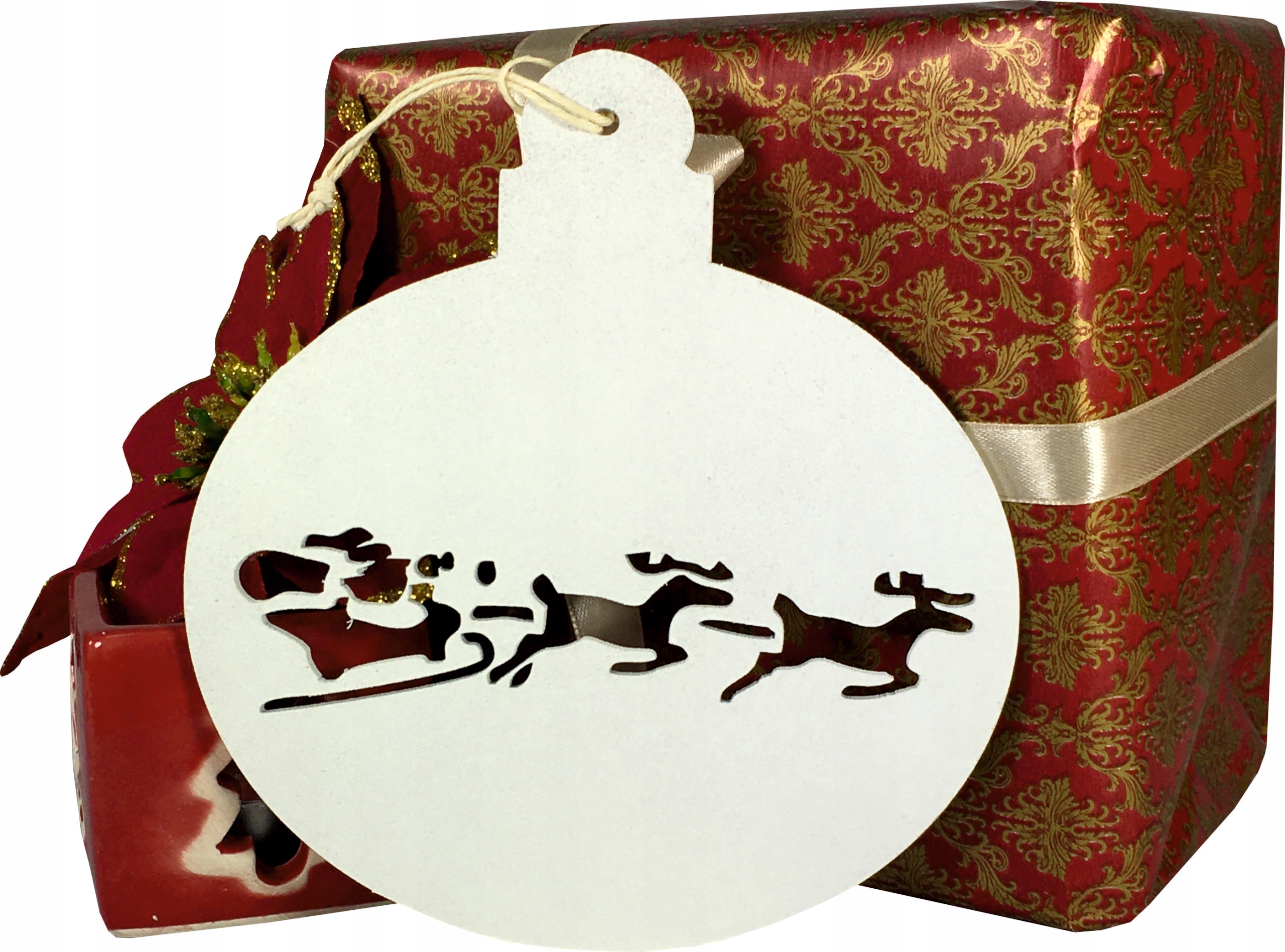 BOMBKA ZAWIESZKA DEKORACJA SANIE MIKOŁAJA 39CM