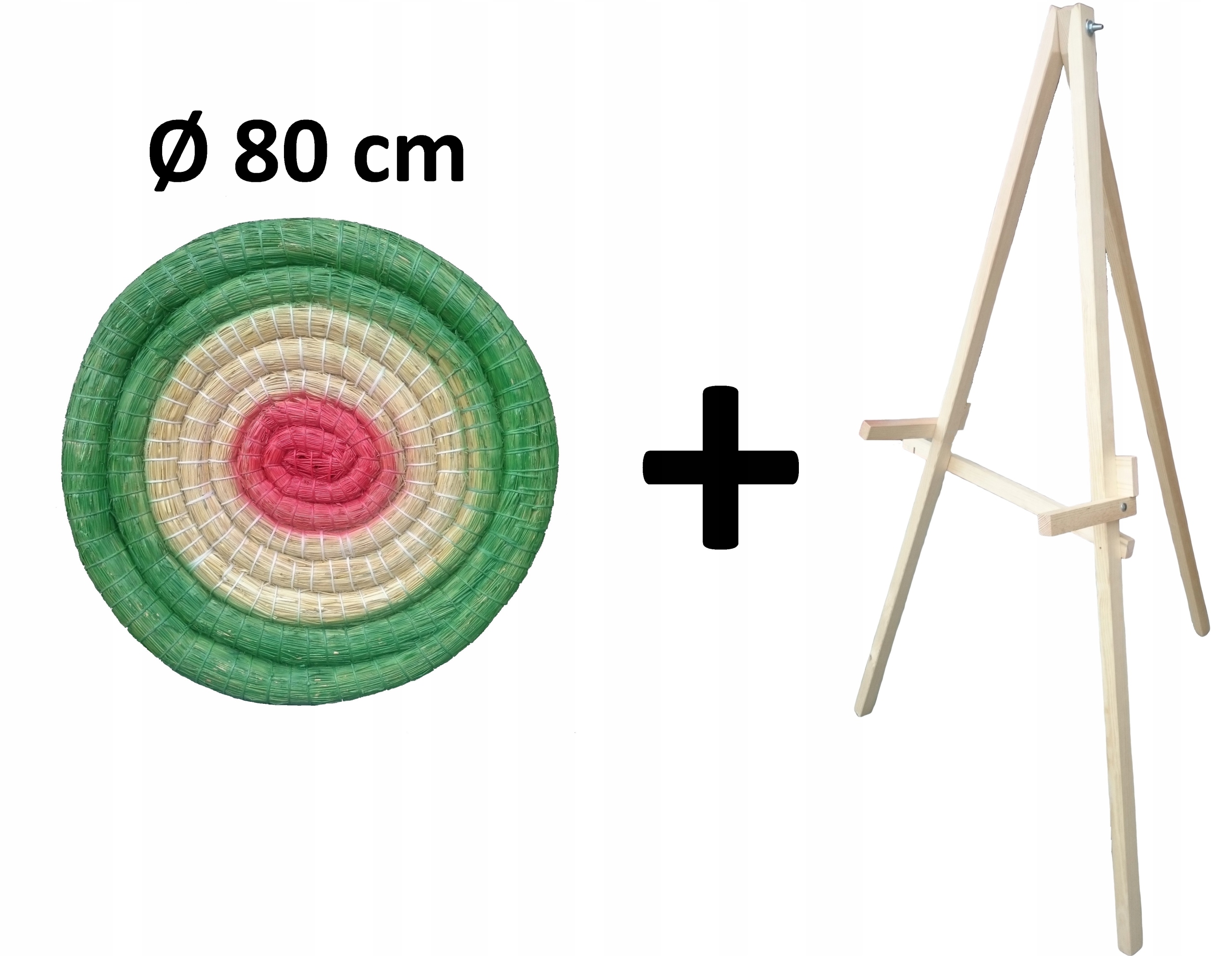 Mata łucznicza 80 cm malowana zielona stojak