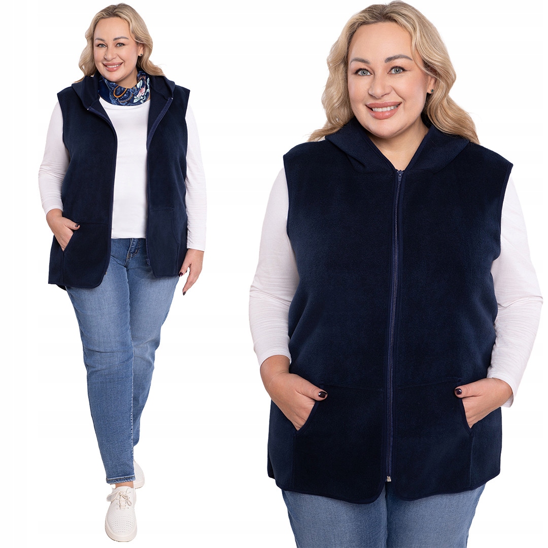 Modrá vesta z teplého fleecu plus size, velikost 56