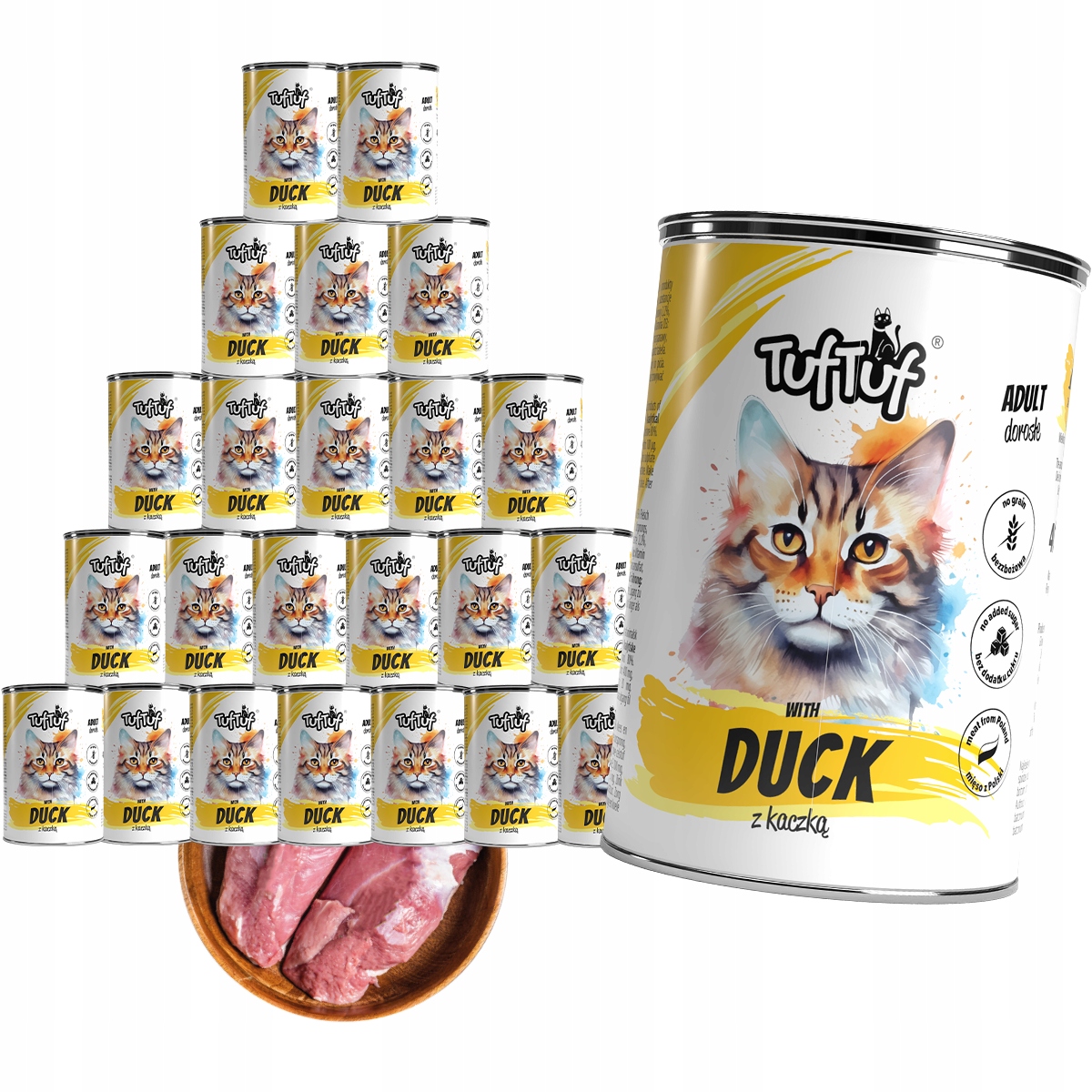 Levně Mokré Krmivo Pro Kočky TufTuf Mletá konzerva s kachnou Set 24x400 g