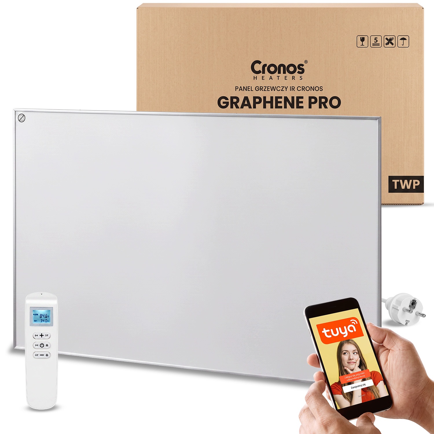 Grzejnik Na Podczerwień Grafenowy Panel Elektryczny Promiennik WiFi Ir 750W
