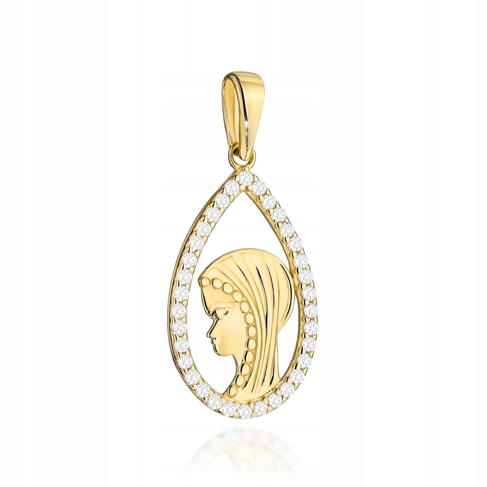 Zlatý medailon 585 s Pannou Marií a zirkony 0.91 g