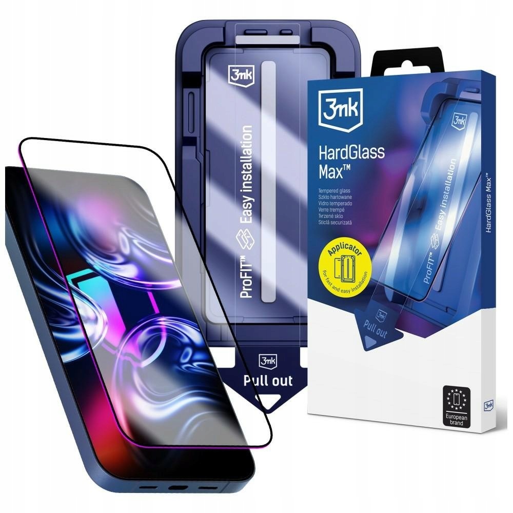 Szkło hartowane 3MK HardGlass Max z aplikatorem do Apple iPhone 17 Pro czar