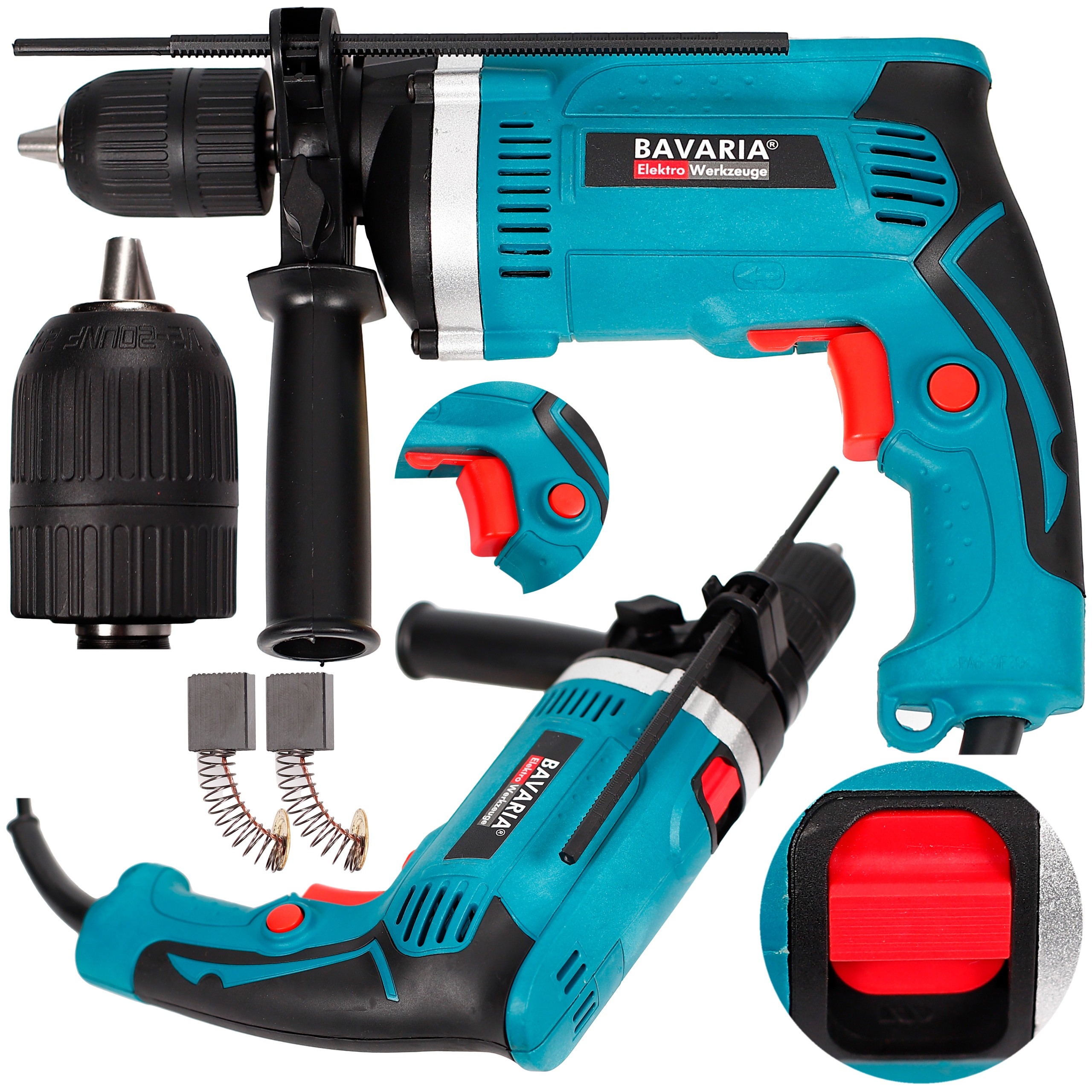 WIERTARKA UDAROWA ELEKTRYCZNA Ø13 1450W SAMOZACISK UDAR MOCNA SAMOZACISKOWA