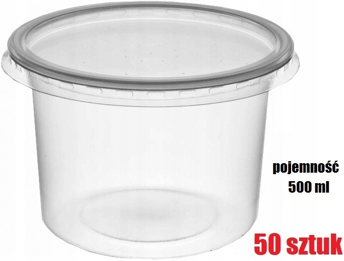 

Pojemniki (500 ml) Pp 50 szt Pokrywki 50 szt