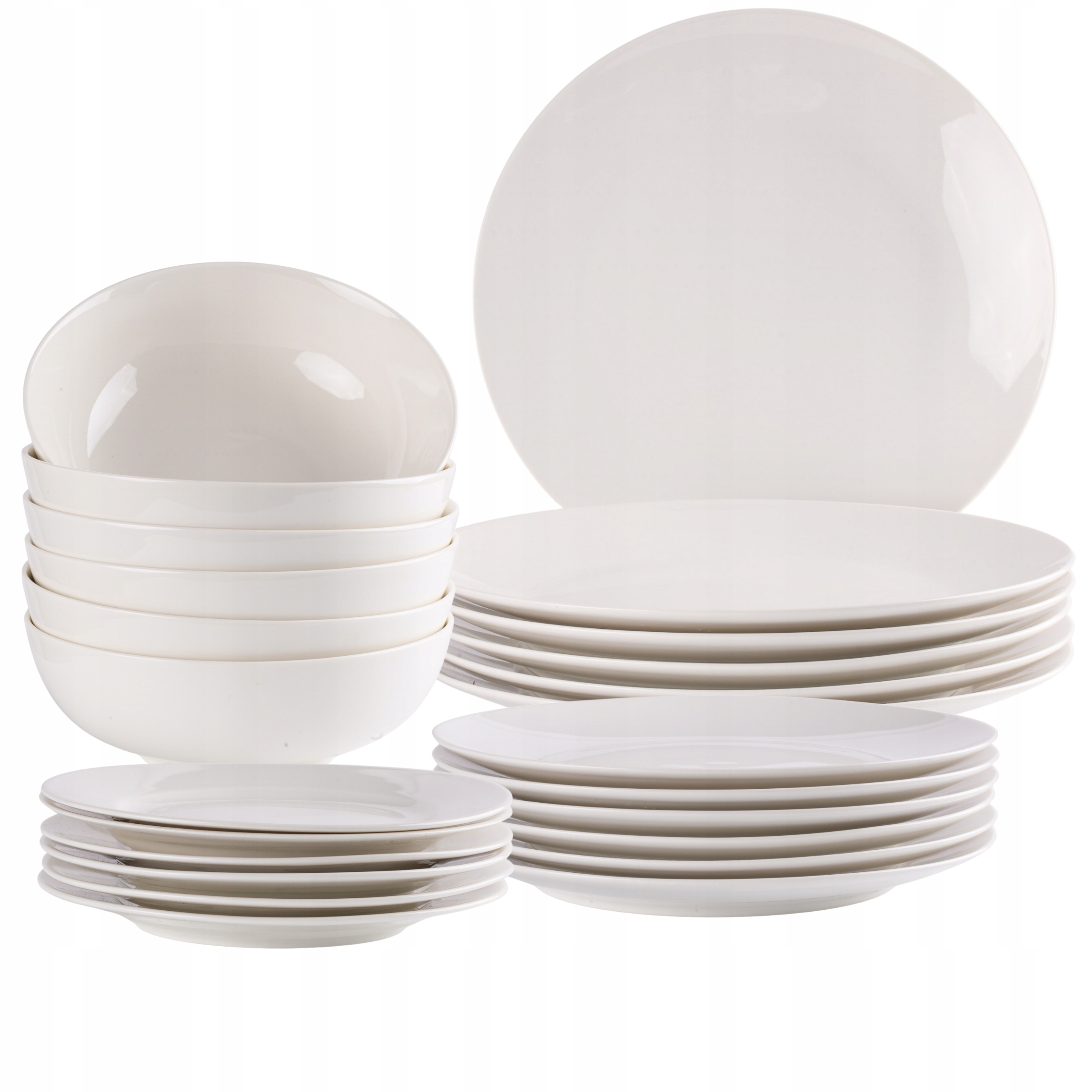 Serwis Obiadowy Porcelanowy 24EL 6OSÓB Komplet Zestaw Talerzy Kremowy