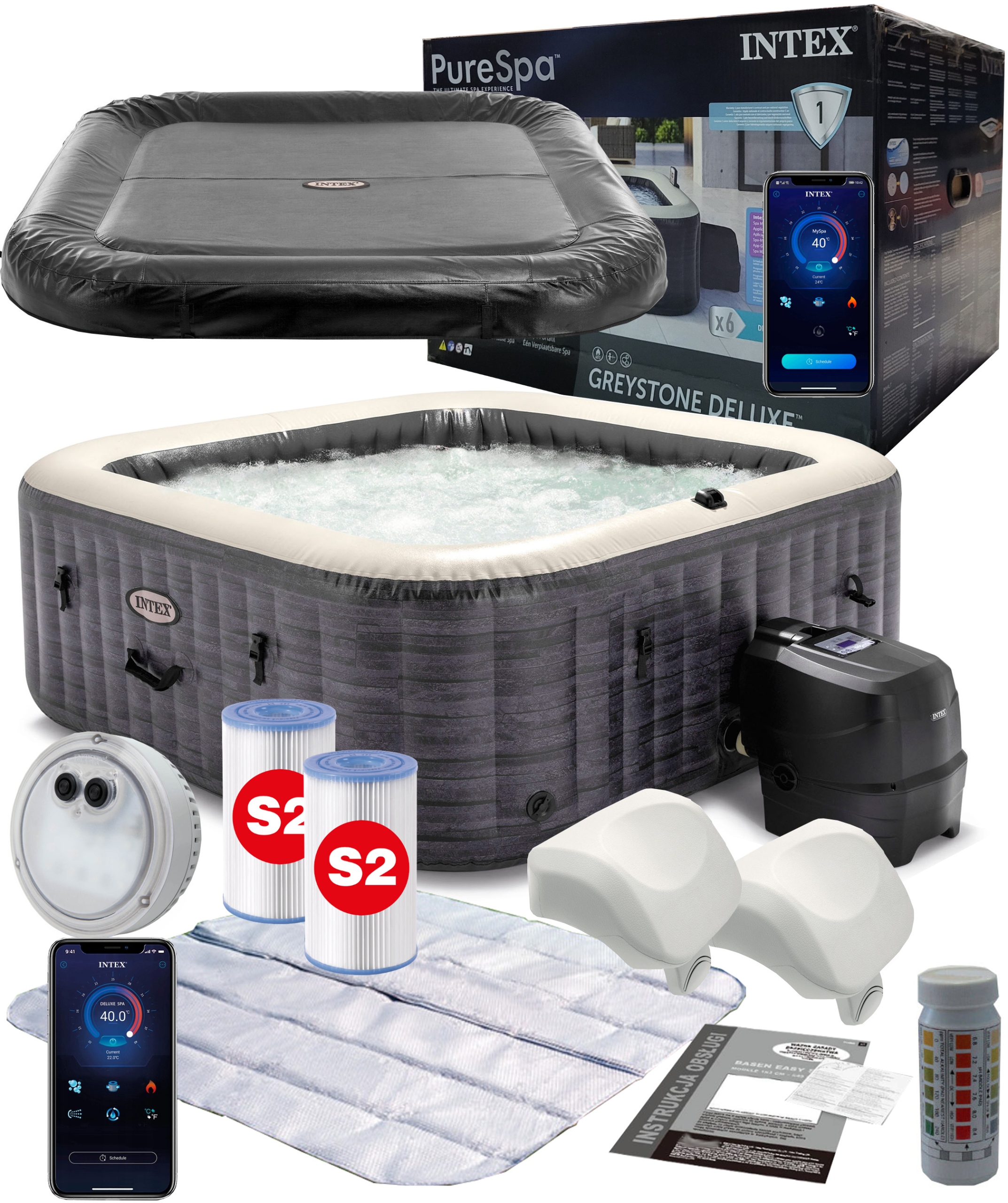 Ogrodowe Domowe SPA Nadmuchiwane Na 6 OSÓB Intex 28452 Generator chloru