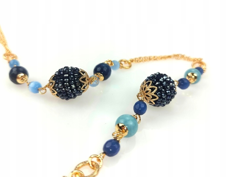 DZIEŃ MAMY NASZYJNIK MOSIĄDZ POZŁACANY KOCIE OKO JADEIT KRYSZTAŁKI AKWAMARY