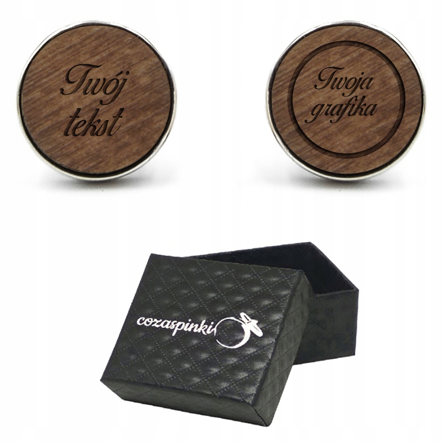 

Spinki do mankietów z grawerem Twój Tekst+grafika