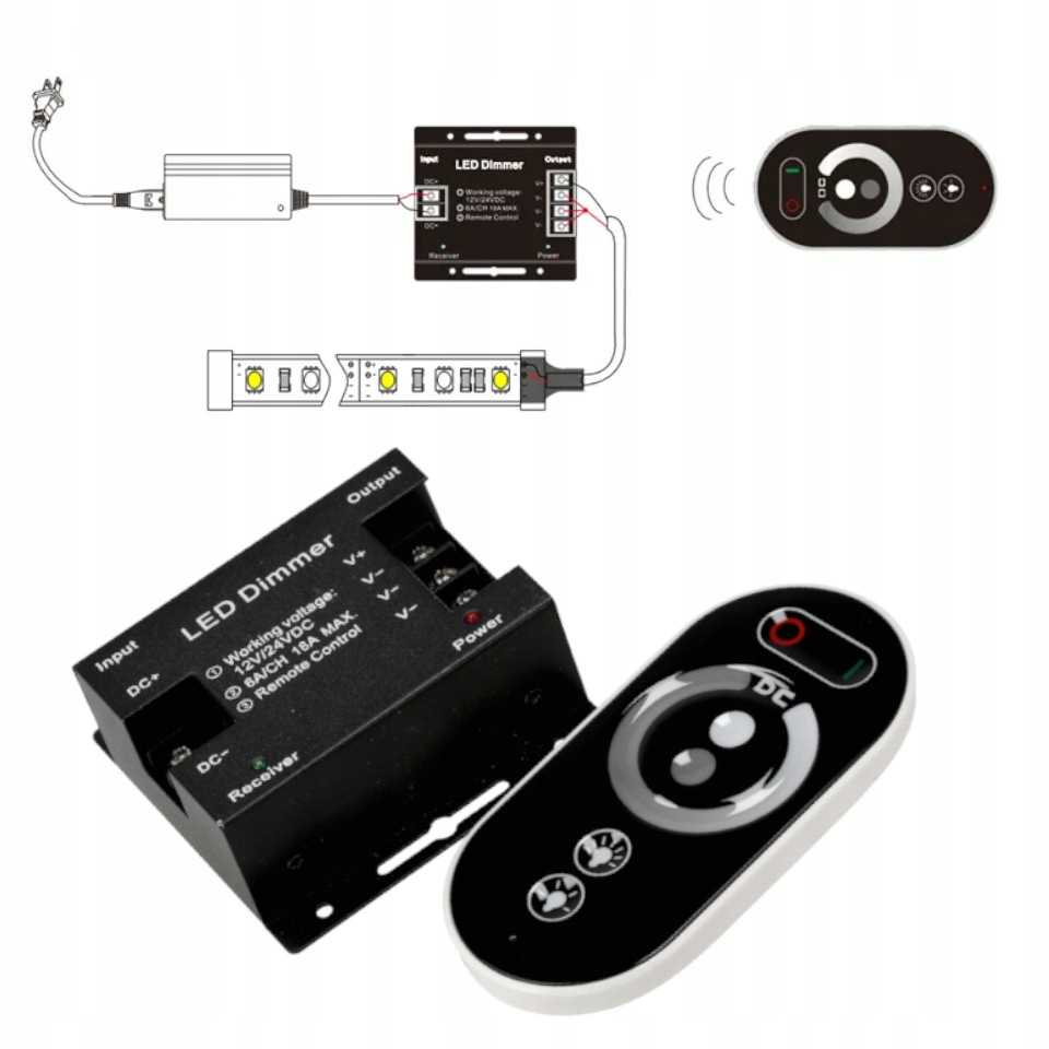 Ściemniacz Z Pilotem Do Taśmy LED 18A 216W 12V DC / 24V DC RADIOWY EAN (GTIN) 5903657321298