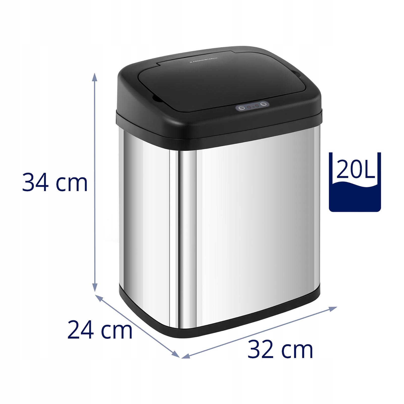 AUTOMATYCZNY KOSZ NA ŚMIECI 20L DO DOMU I BIURA Kolor srebrny