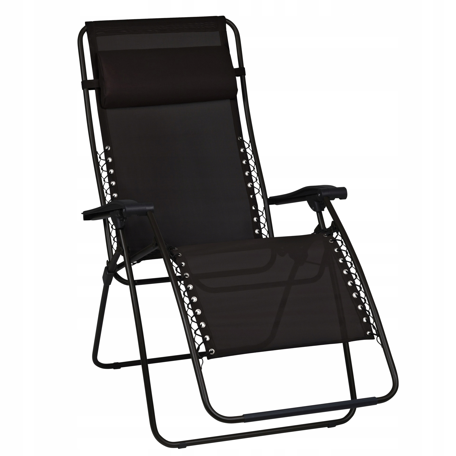 Leżak Ogrodowy Fotel Z Regulacją Oparcia Gravity Meven Czarny Stelaż Stal