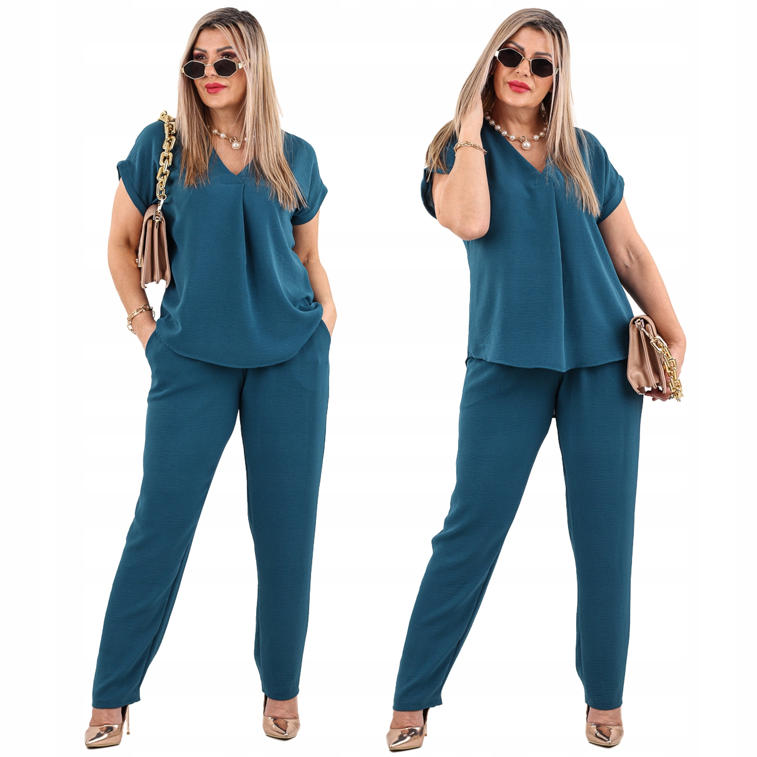 Komplet Damski Duże Rozmiary Polski Producent Bluzka I Spodnie