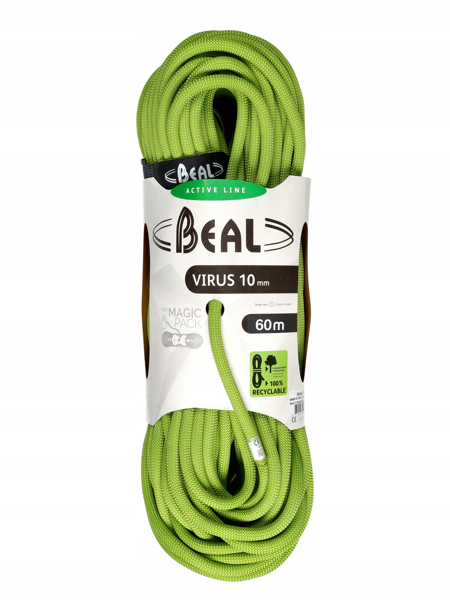 Dynamické lano 10 mm Beal Virus 60 m solid green