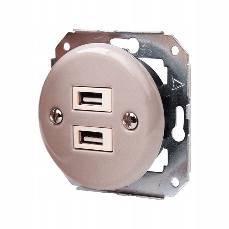 Retro Loft Keramická Podomítková Zásuvka 2xUSB