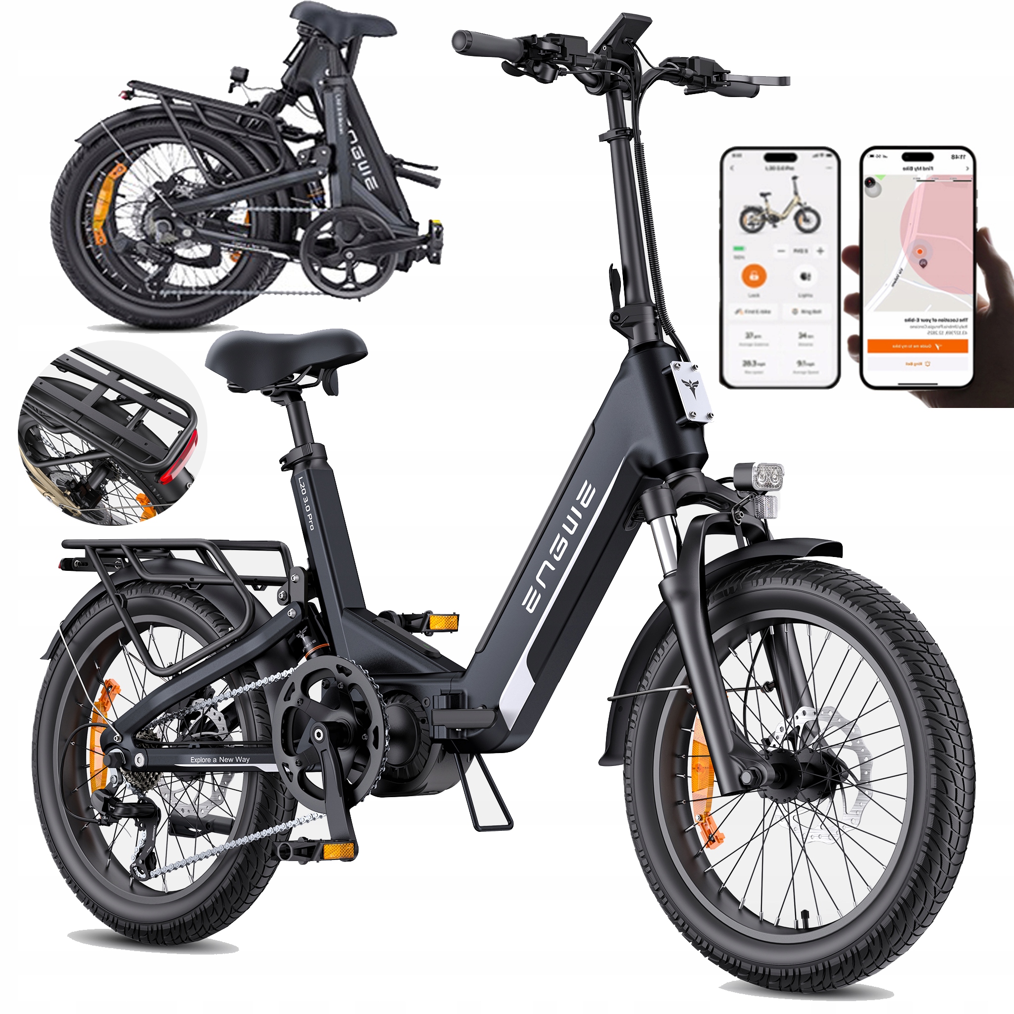 Rower Elektryczny Składany Engwe L20 3.0 Pro 250W 48V 25KM/H 160km E-bike