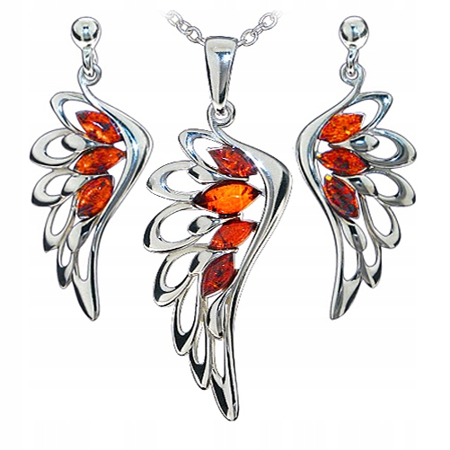 

Skrzydła komplet skrzydło Srebro 925 z Bursztynem