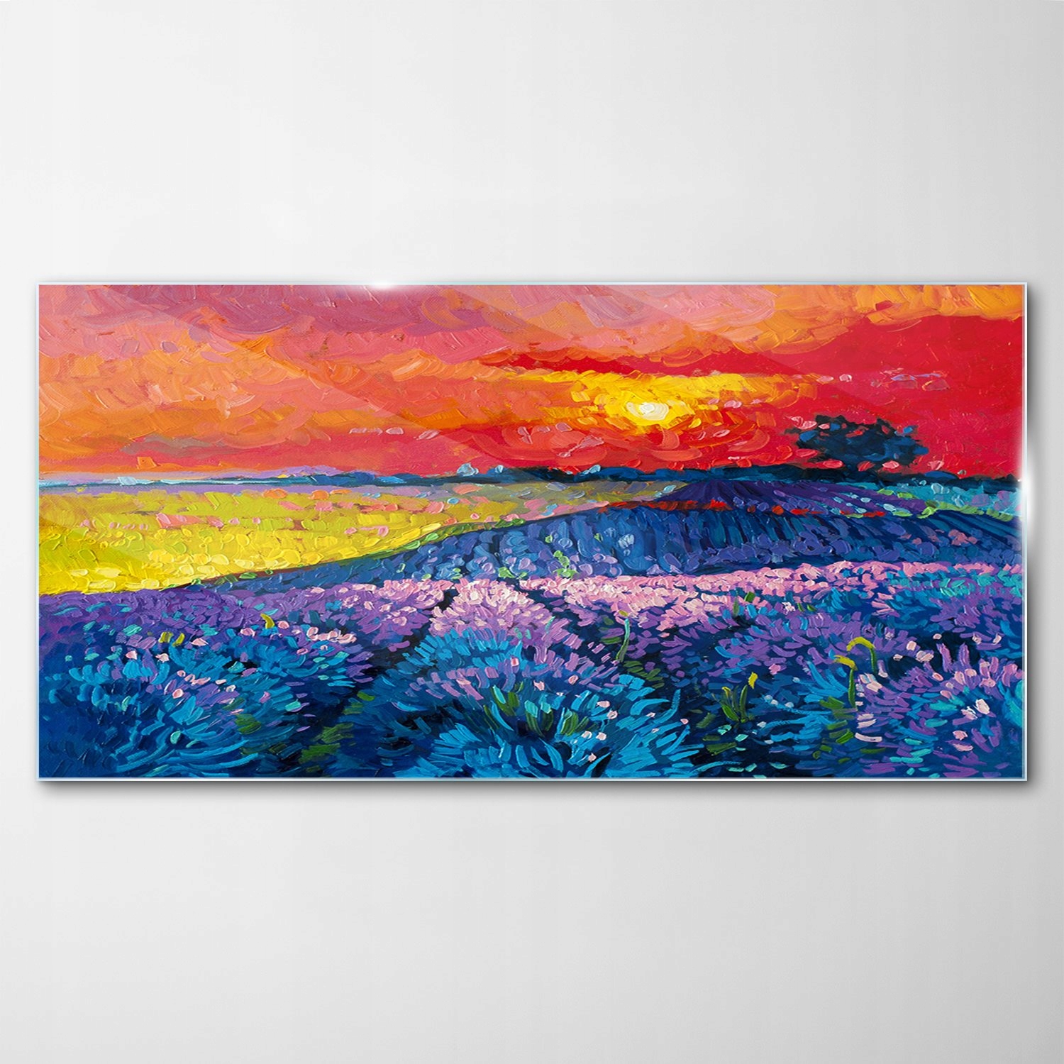 Tvrdený sklenený obraz Levanduľa Lúka Nebo 120x60