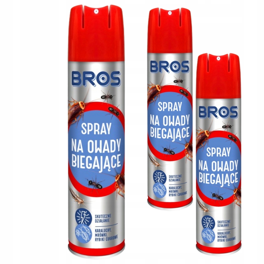 Spray Na Owady Biegające Karaluchy Mrówki Pluskwy Rybiki Bros 300 ml x3