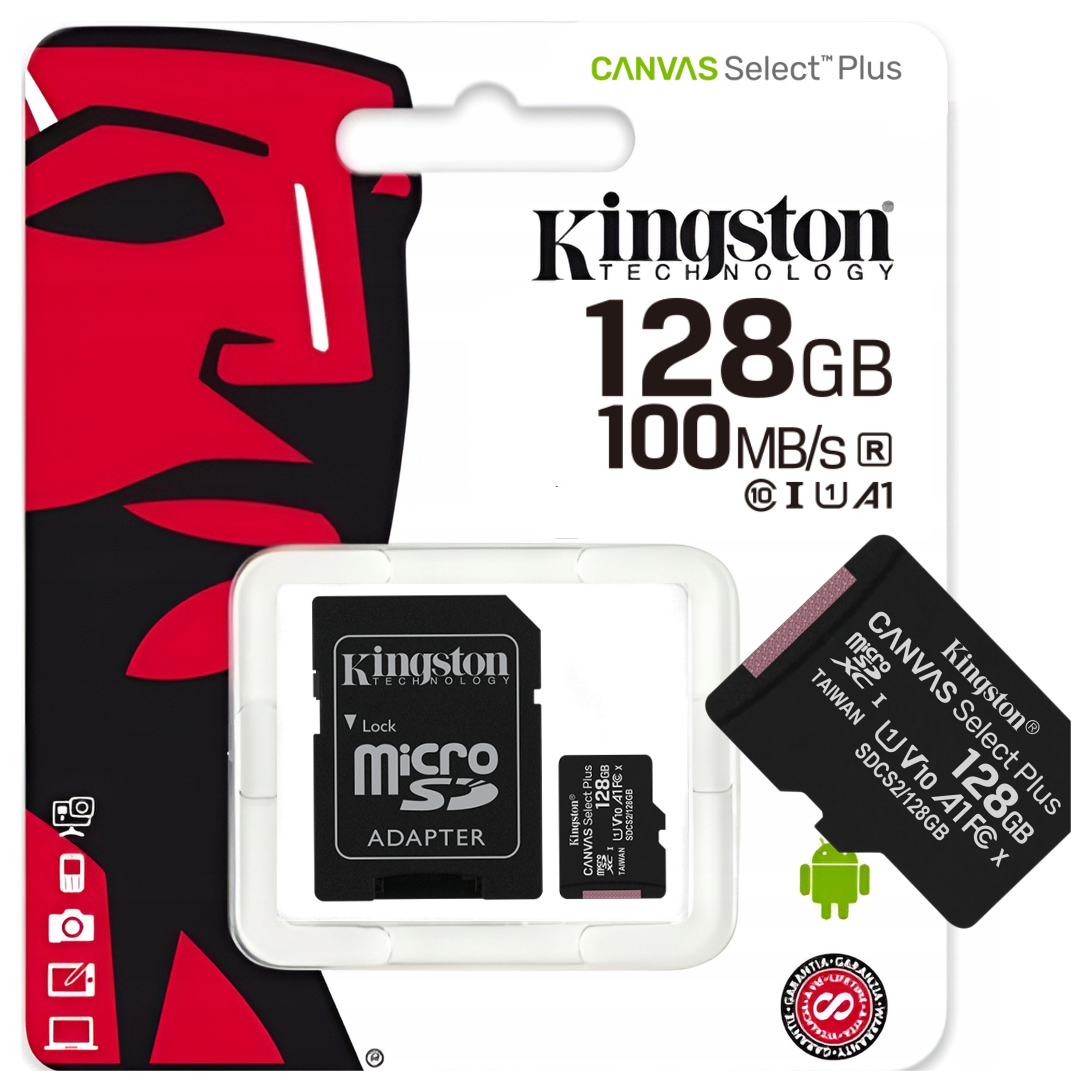Paměťová karta Micro Sd 128 Gb Kingston SDCS2 C10 V10 A1 100Mb/s Adaptér