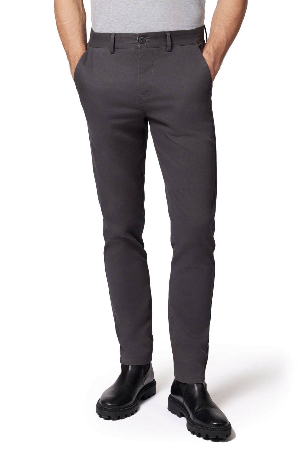 Spodnie Chino Męskie Bawełniane Szare Slim Fit Próchnik PM2 W31/L30