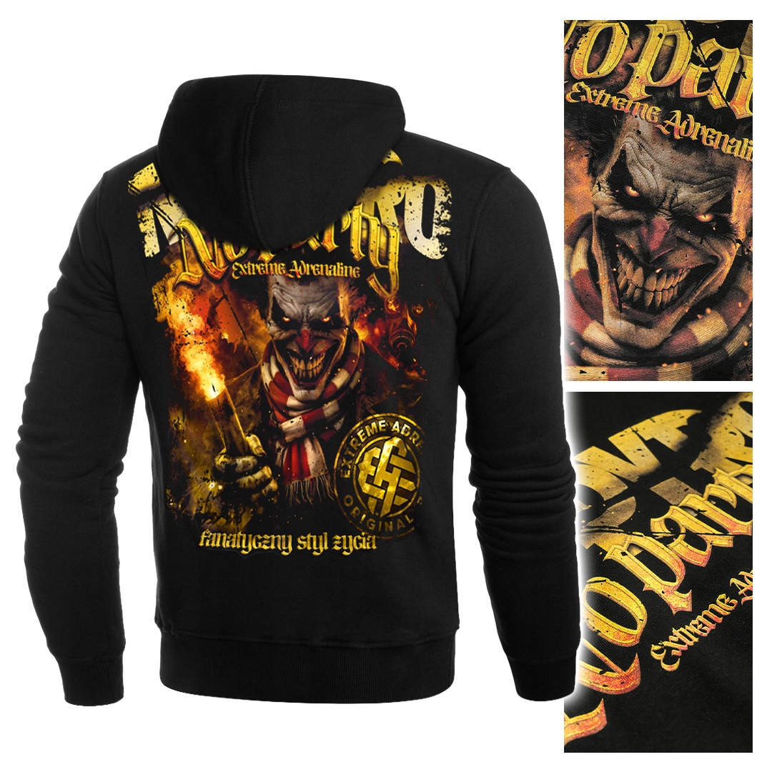 Mikina s kapucí Extreme Adrenaline No pyro no party Clown fotbal S