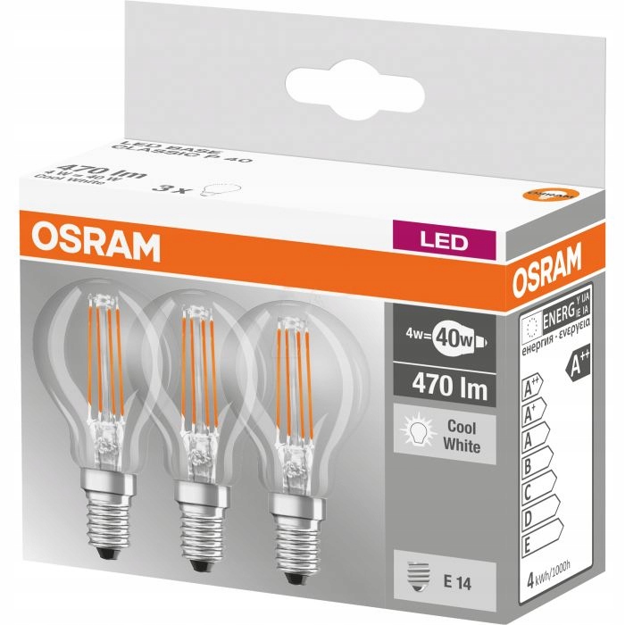 

Osram Zestaw Żarówka Led E14 4W 470lm 4000K 3PAK