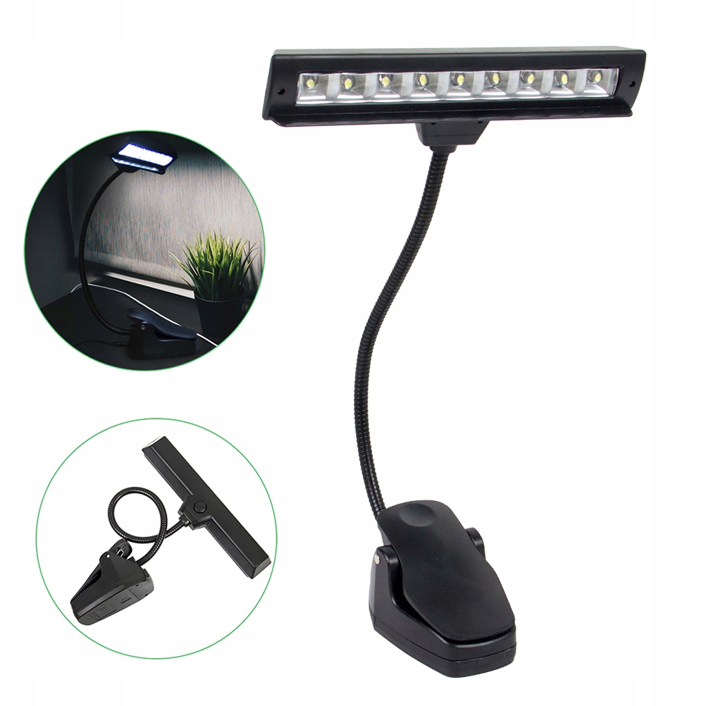 9 diod LED ELASTYCZNY KLIP LAMPA PROFESJONALNA LAMPA MUZYCZNA USB OCHRONA OCZU P
