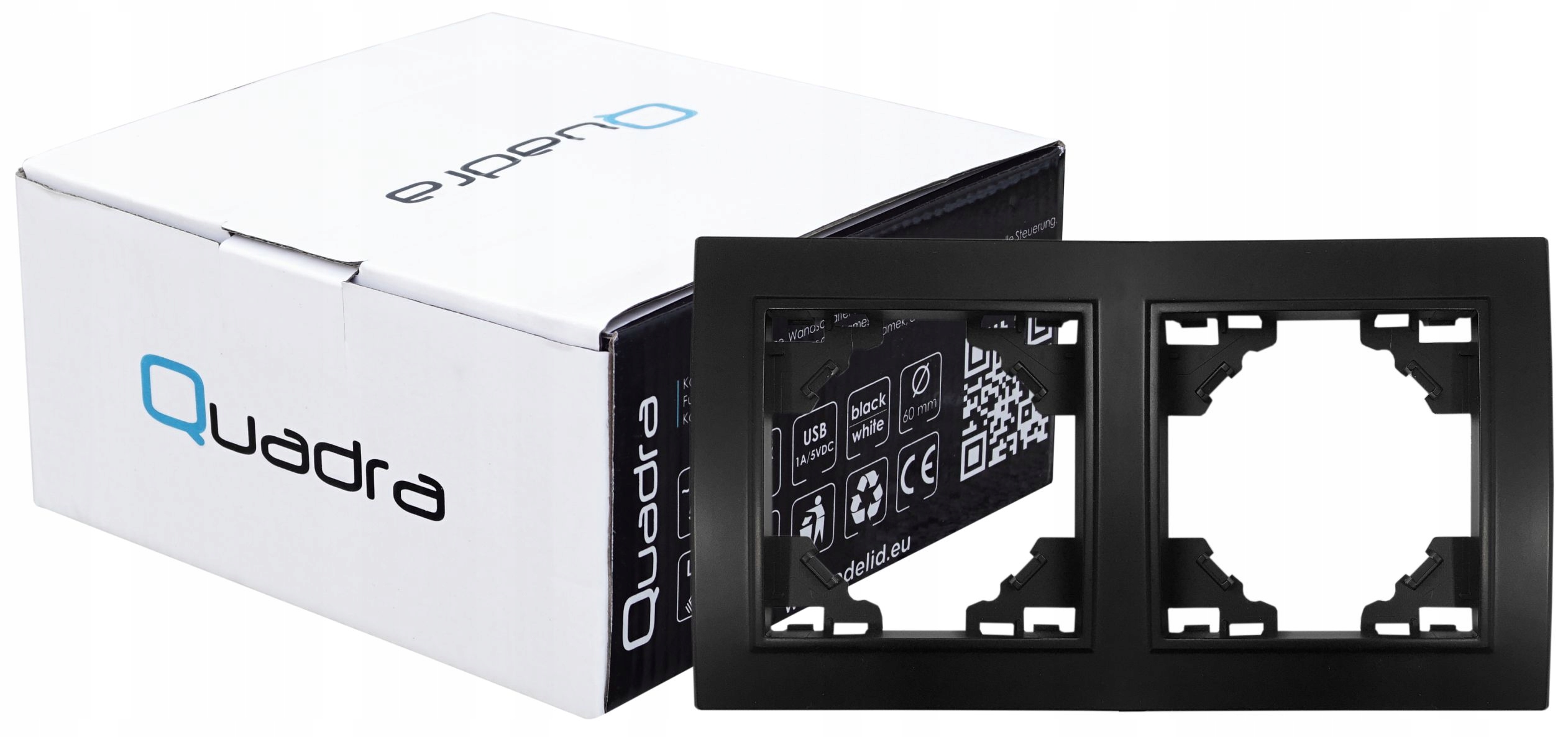 QUADRA RAMKA PODWÓJNA CZARNA MATOWA PREMIUM MAT Kod producenta QR-R2 RAMKA PLASTIKOWA GNIAZDKA