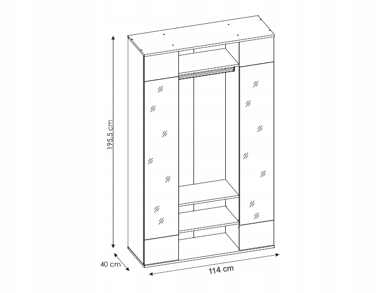 GARDEROBA SZAFA Z LUSTREM 110 CM LUNA PRZEDPOKÓJ DĄB SONOMA MAFMEBLE Szerokość mebla 114 cm