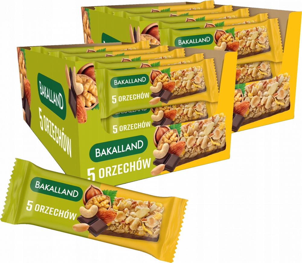 Baton zbożowy Bakalland Ba! 5 orzechów 40g Owsiany x 50