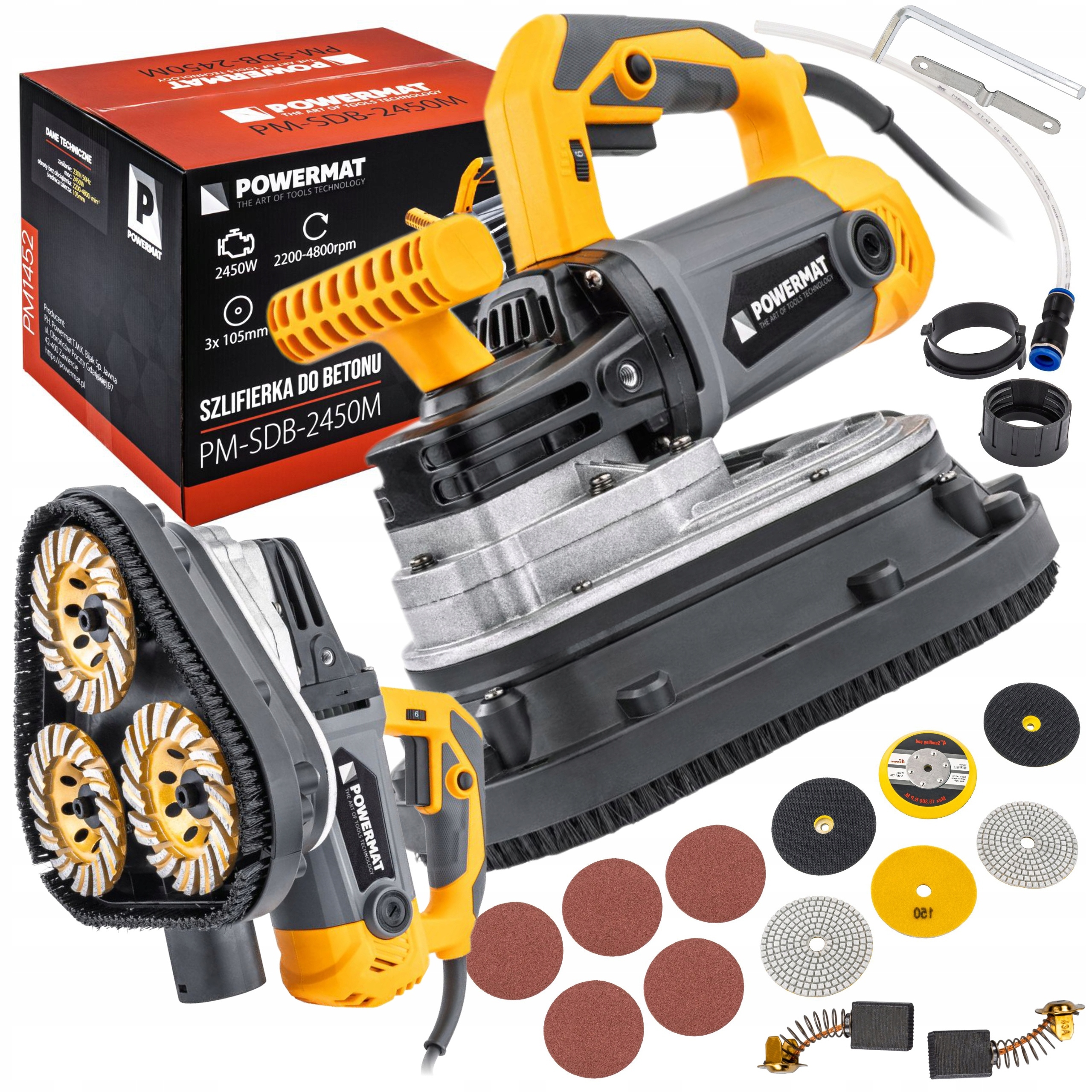 2450W wodna obrotowa szlifierka do betonu i kamienia 3x105mm