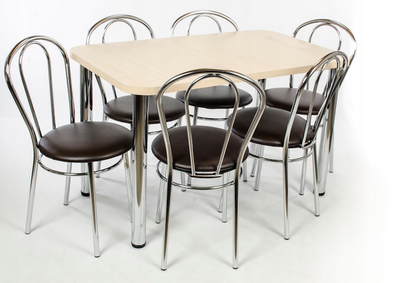 Zestaw stol 120/70 chrom + 6 krzeslo tulipan polsk Szerokość stołu 70 cm
