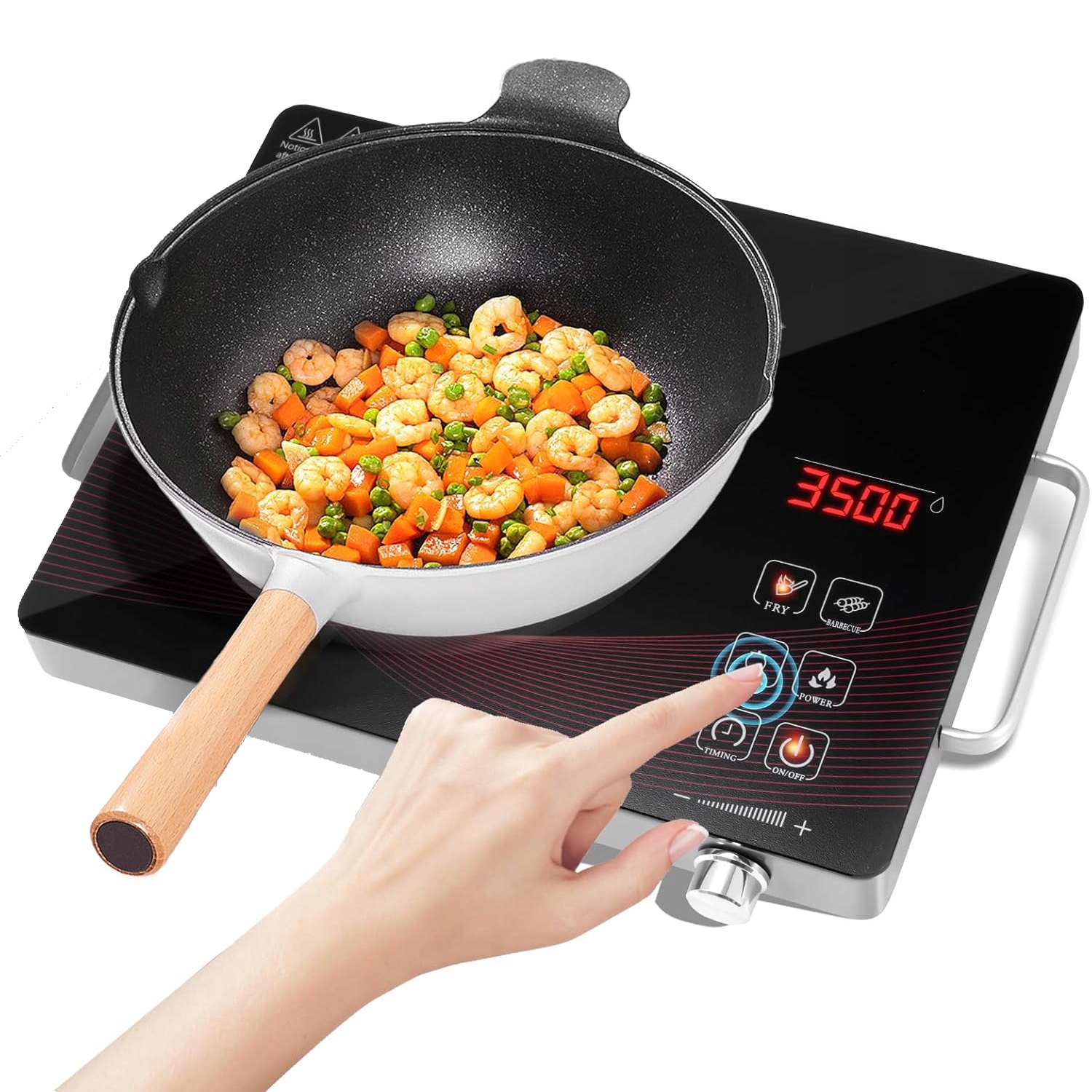 Płyta Grzewcza Elektryczna na Podczerwień 3500W, Jednopalnikowa, Sterowanie Dotykowe/Pokrętłem