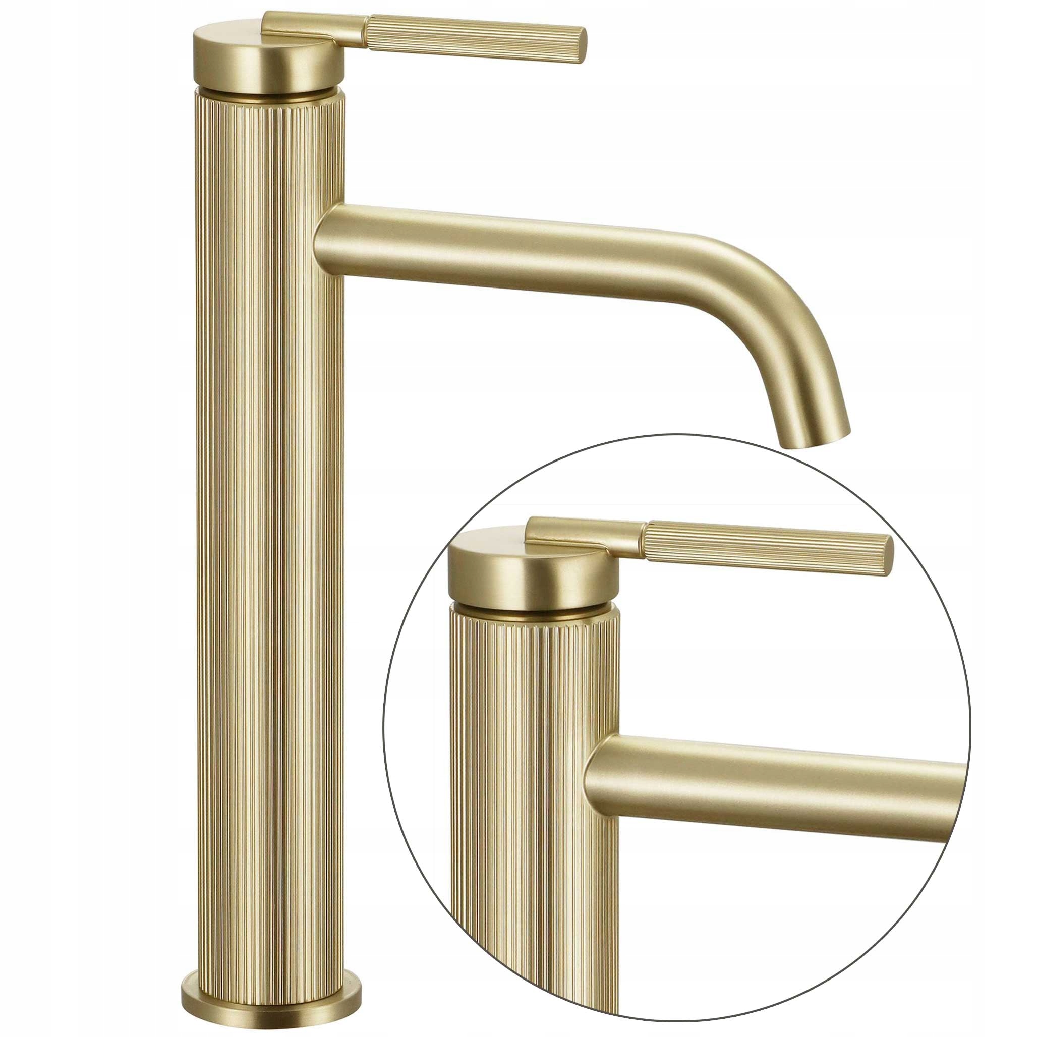 Umývadlová batéria Zlatá Rea Argon Zlatá Kartáčovaná Stojaca Ryflovaná