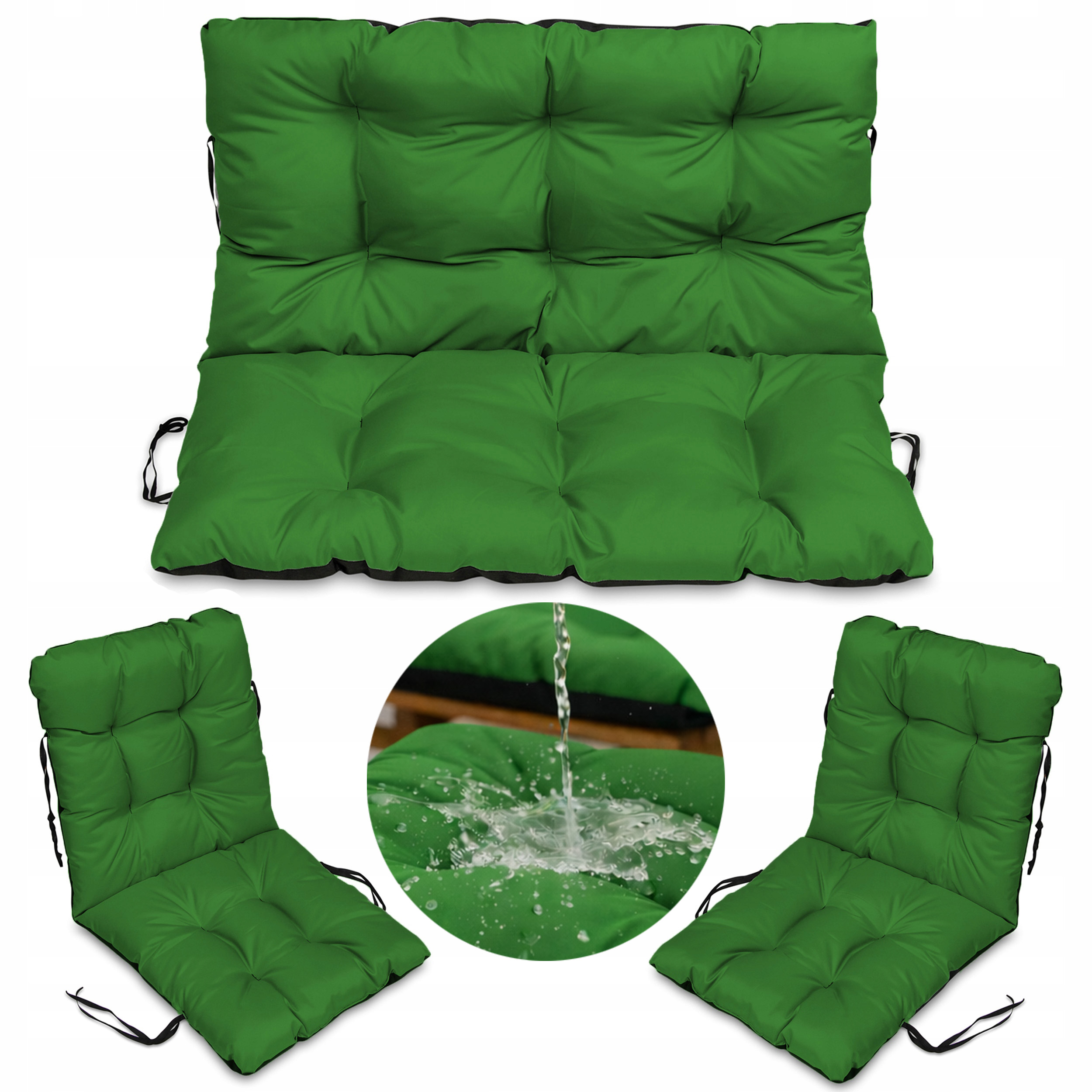 Set 2+1 polštáře na ratanový nábytek voděodolné 120x60x50 Zeleň