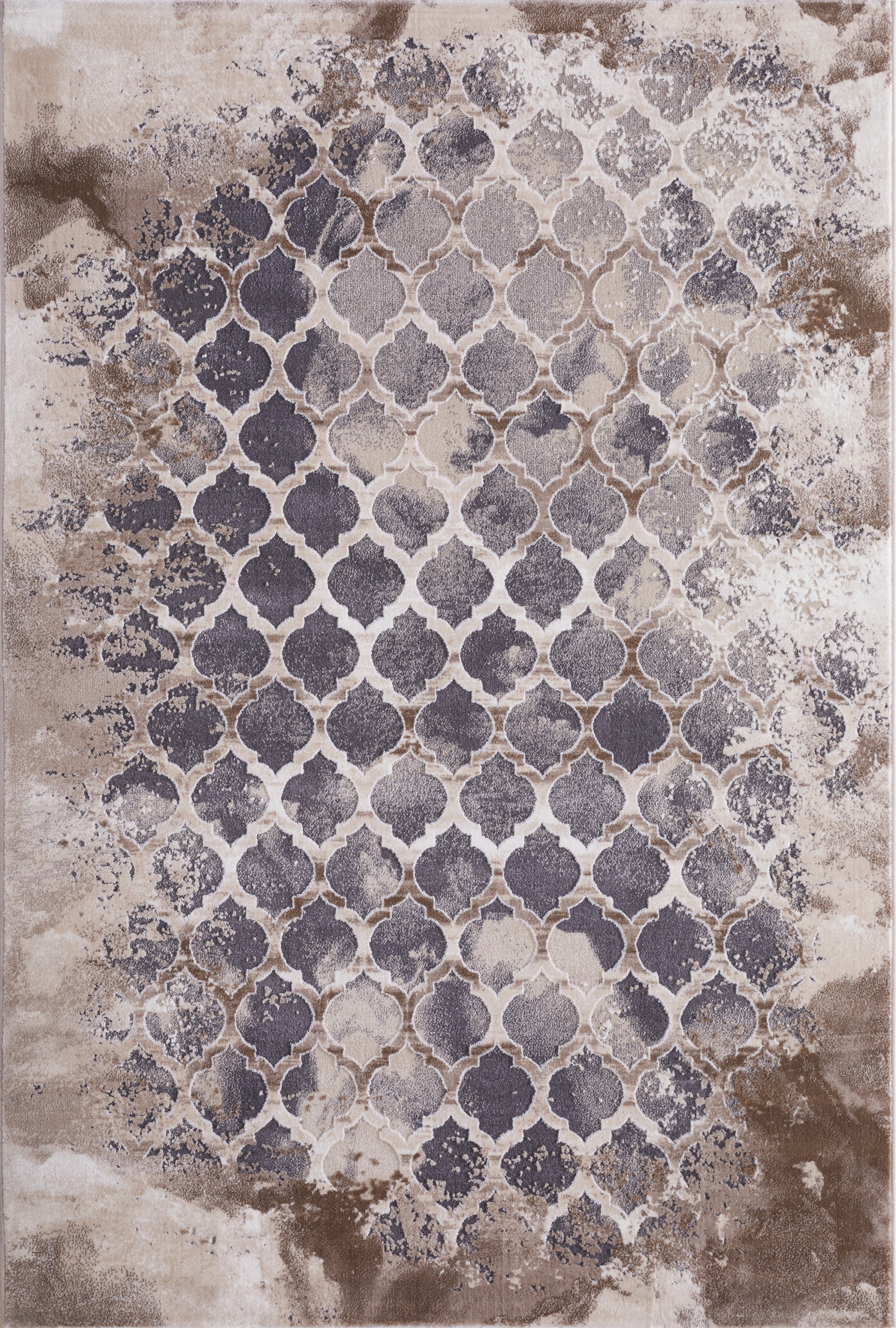 Koberec do obývacího pokoje 80x150 cm, plyšový, béžovo-šedý, marocký jetel