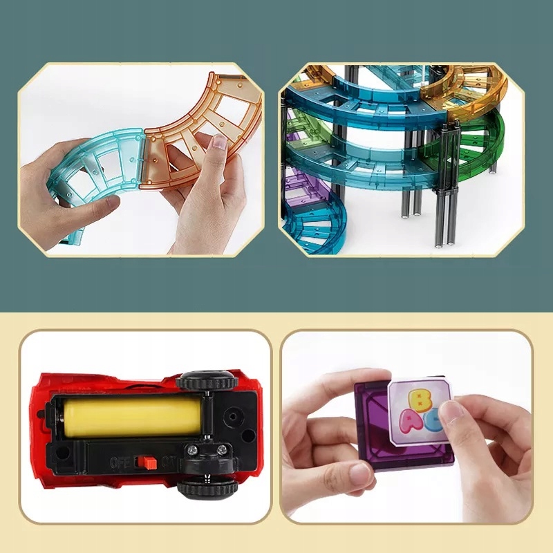 KLOCKI MAGNETYCZNE EDUKACYJNE PANELE KOLEJKA AUTA EAN (GTIN) 5903772585087