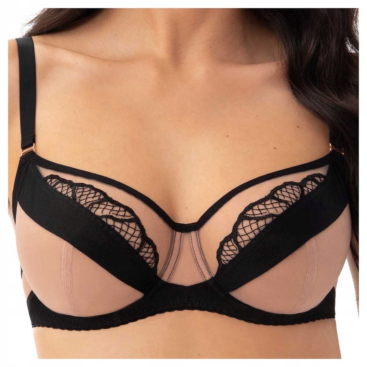 Gorsenia Biustonosz miękki stanik soft koronka Davika 921 czarny 75I