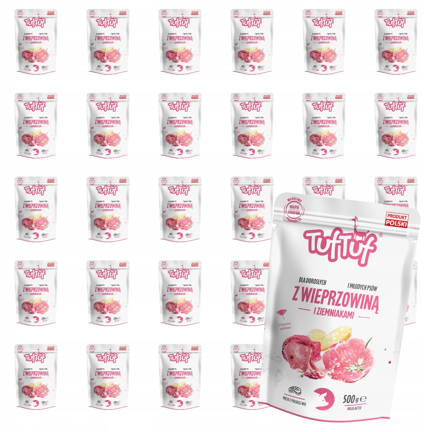 Levně Vlhké Krmivo Pro Psa TufTuf Sáček Vepřové S Bramborem 30x500G