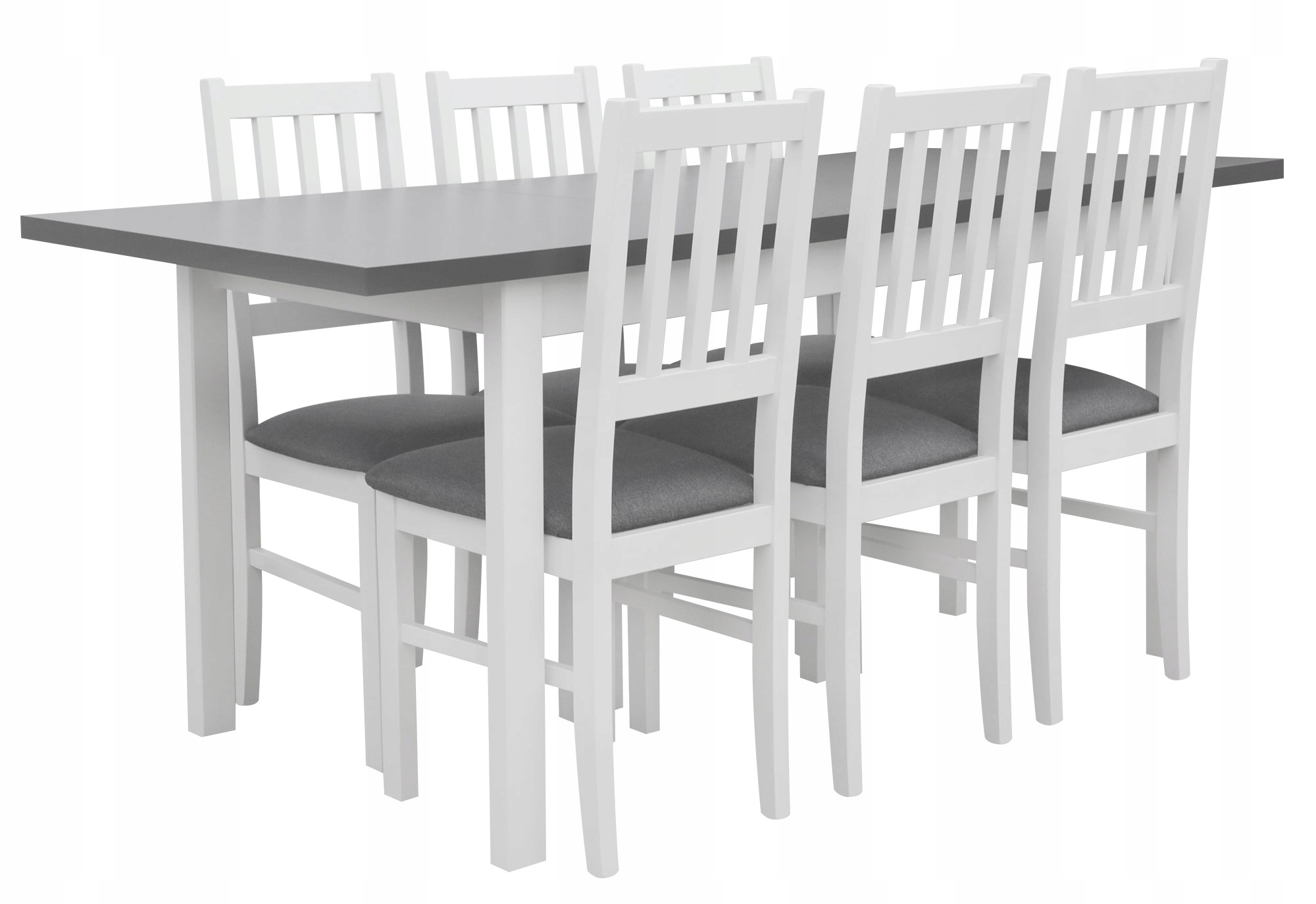 Rozkládací Stůl Se 6 Židlemi Do Obývacího Pokoje X011 Bílá/grafitová Barva