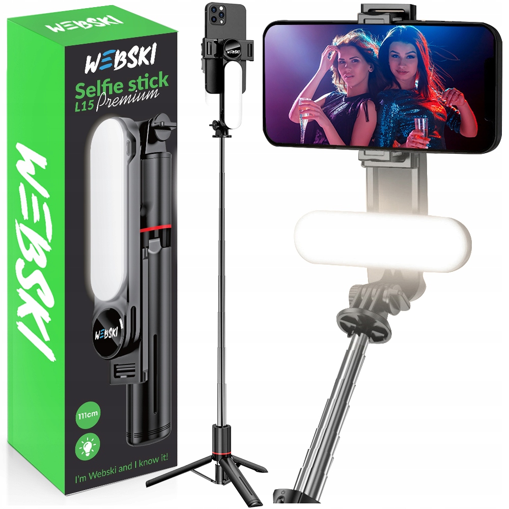 Kijek Selfie Stick Monopod Webski uchwyt do zdjęć z Wbudowaną Lampą Led Bt