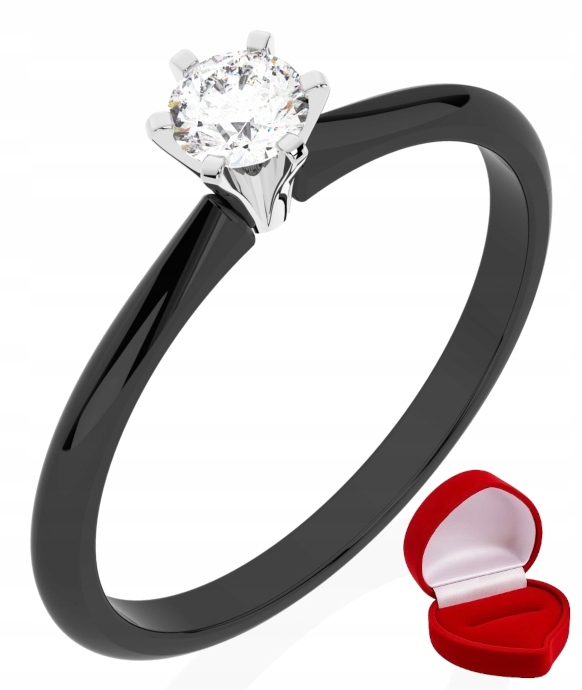 Zlatý Zásnubní Prstýnek 585 14k Briliant Lab 0,19 ct Černé Zlato R23
