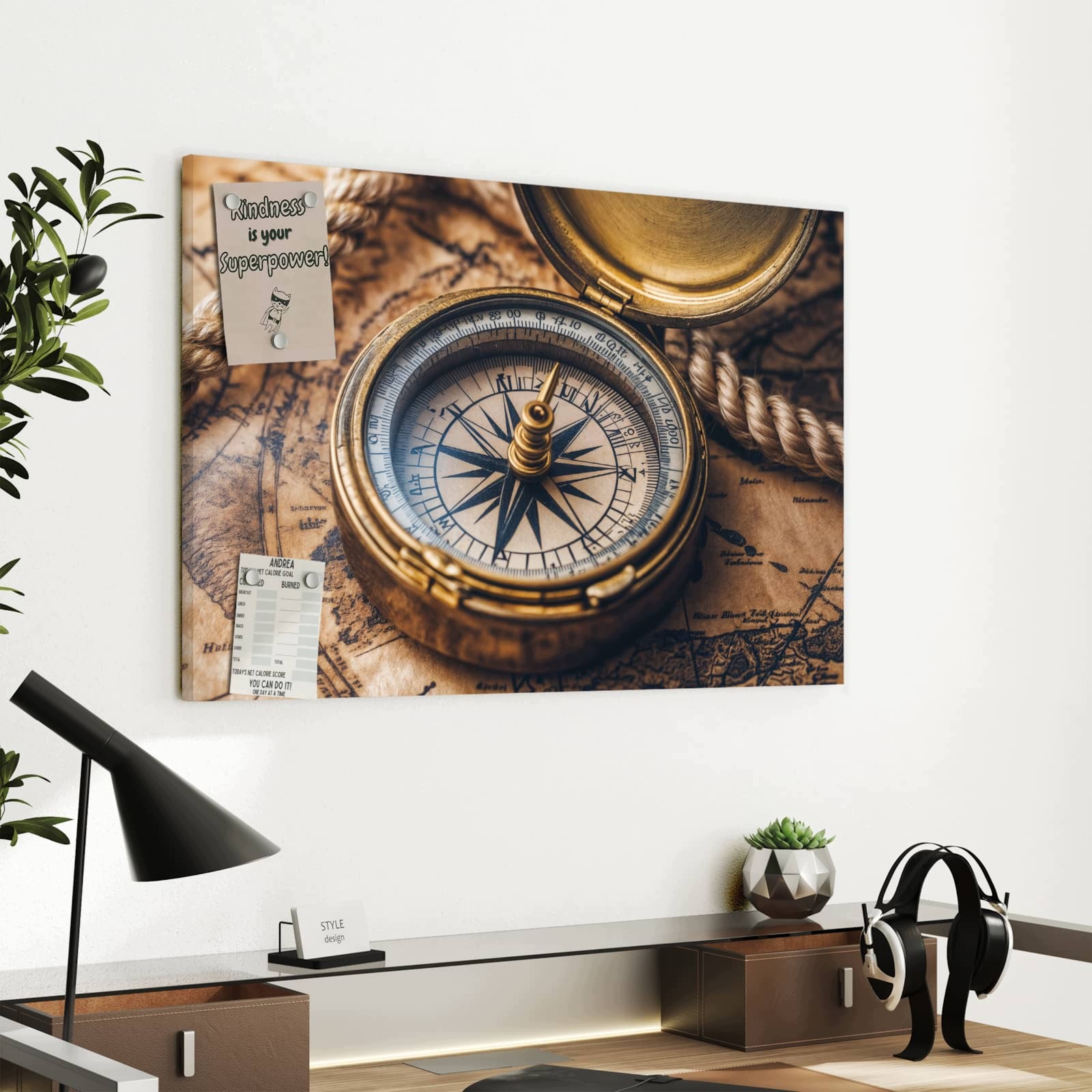 Magnetická tabule Kompas Mapa 60 × 40 cm