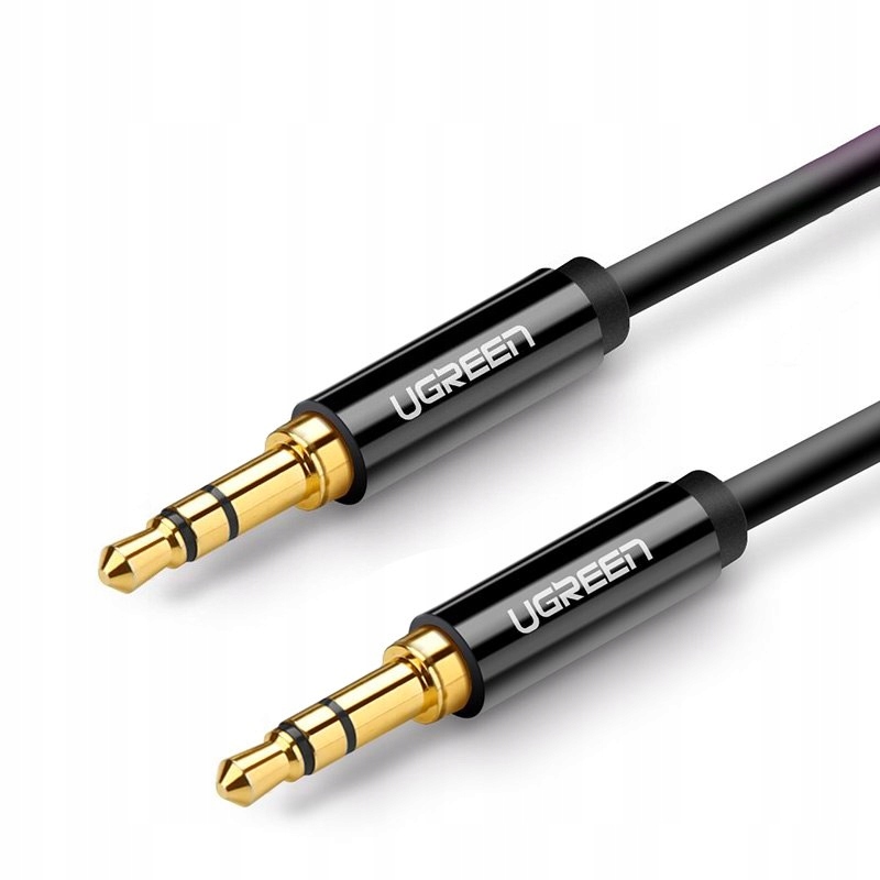 Kabel przewód audio Aux wtyczka prosta minijack 3.5 mm 1m czarny