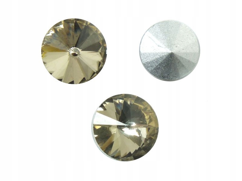Szklane Rivoli 8 mm Smoky Quartz F 8 sztuk