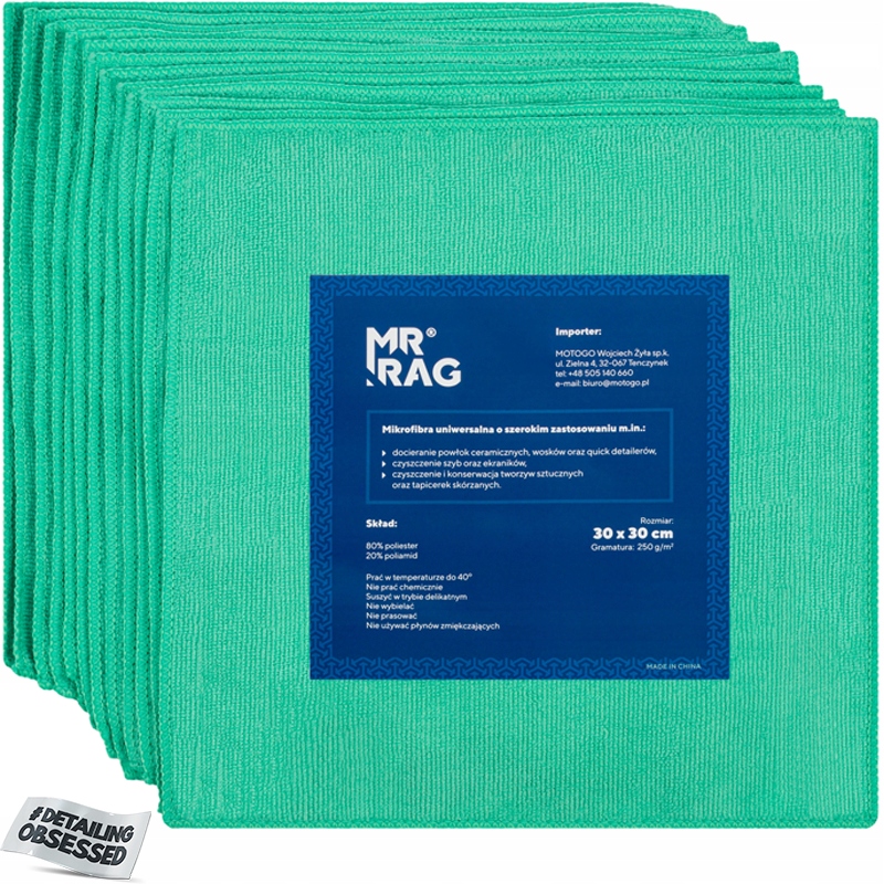 

Mr Rag 30x30cm green mikrofibra zielona 12-pack
