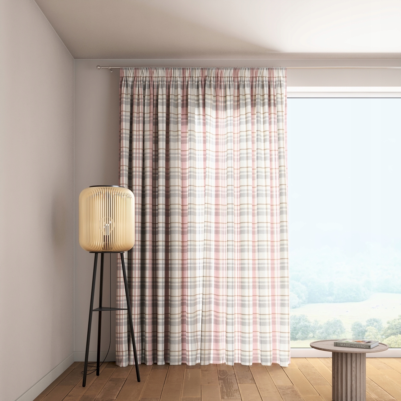 Záclona na vlnitej páske 1 ks 130x245 cm ružová